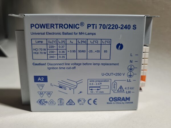 POWERTRONIC PTi 70/220-240 S Universal Electronic Ballast for HM-Lamps